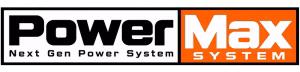 โลโก้ PowerMax Next Gen Power System ตัวอักษรสีดำและสีส้ม แบรนด์อะแดปเตอร์โน้ตบุ๊กและอุปกรณ์ประกอบคอมพิวเตอร์ ร้านเควีซี คอมพิวเตอร์