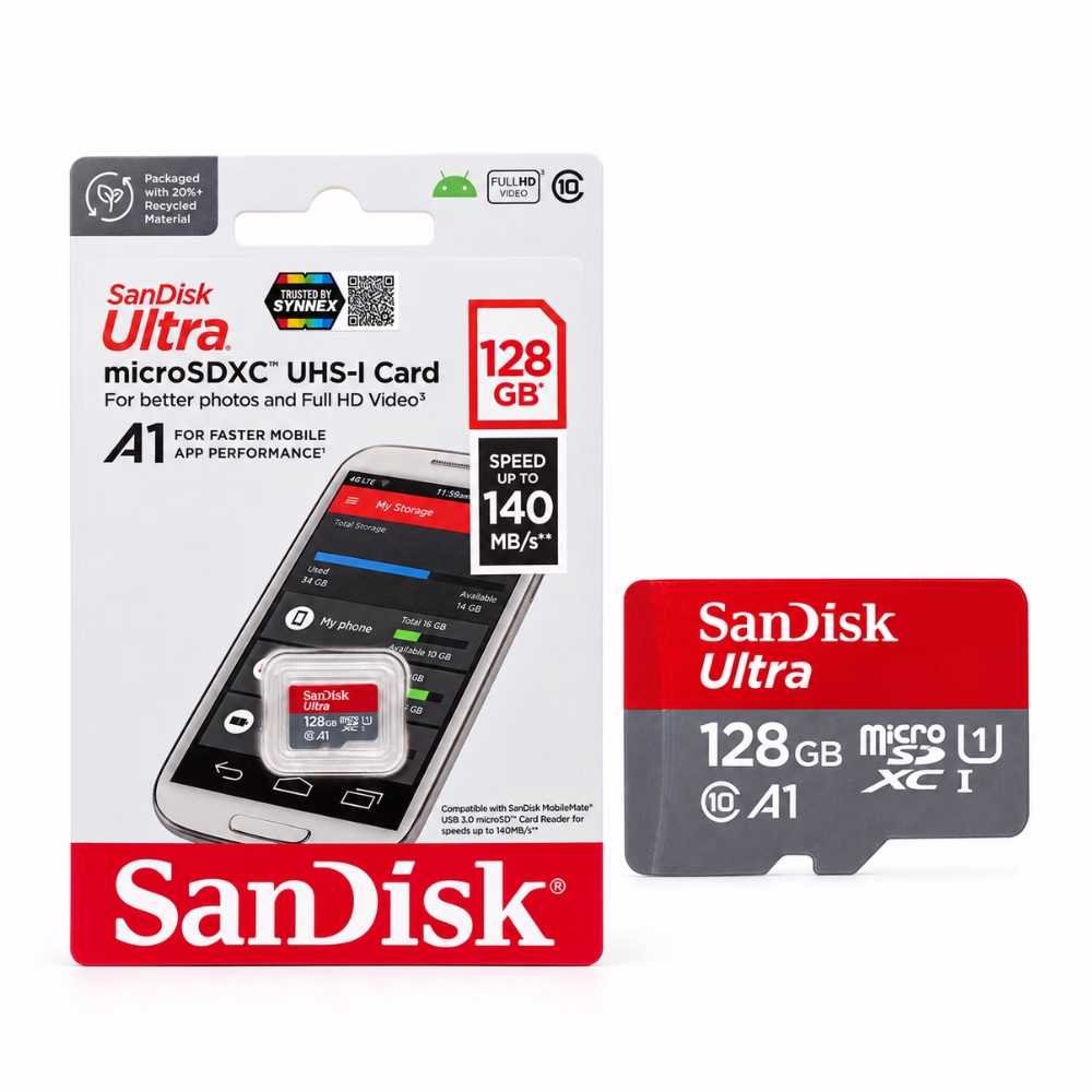 sandisk-ultra-microsd-128gb-1 เมมโมรี่การ์ด SanDisk Ultra microSDXC UHS-I 128GB รุ่น SDSQUNR-128G ความเร็ว 140MB/s มาตรฐาน A1 วางคู่กับแผงแพ็กเกจ ร้านเควีซี คอมพิวเตอร์