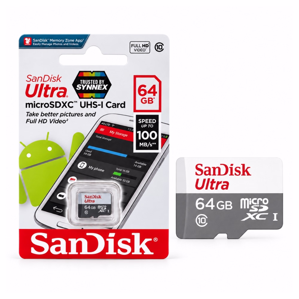 sandisk-ultra-microsd-64gb-1 เมมโมรี่การ์ด SanDisk Ultra microSDXC UHS-I 64GB รุ่น SDSQUNR-064G ความเร็ว 100MB/s Class 10 วางคู่กับแผงแพ็กเกจ ร้านเควีซี คอมพิวเตอร์
