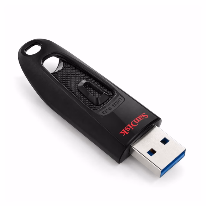 sandisk-ultra-sdcz48-32gb-black-3 แฟลชไดร์ฟ SanDisk Ultra 32GB สีดำ รุ่น SDCZ48 มุมมองสามมิติเฉียง โชว์หัวพอร์ต USB 3.0 แกนสีน้ำเงิน และปุ่มเลื่อนสไลด์