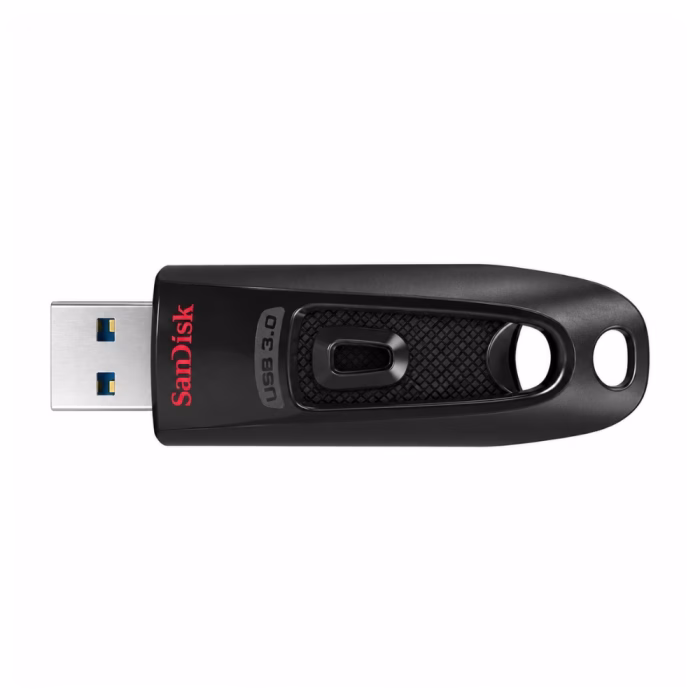 sandisk-ultra-sdcz48-32gb-black-4 แฟลชไดร์ฟ SanDisk Ultra USB 3.0 ขนาด 32GB รุ่น SDCZ48 สีดำ ด้านบนตรง โชว์โลโก้ SanDisk สีแดง สกรีน USB 3.0 และช่องคล้องกุญแจ