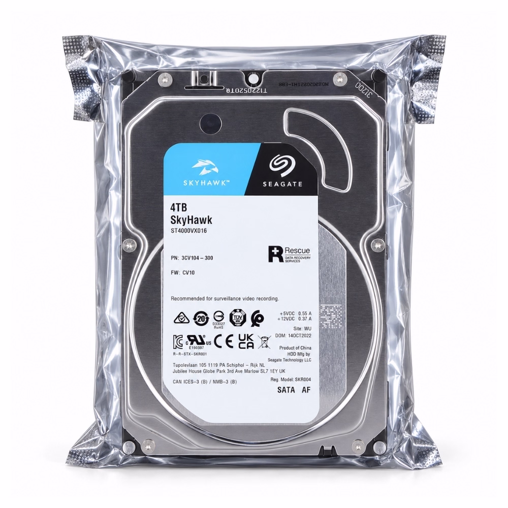 ฮาร์ดดิสก์ Seagate SkyHawk 4TB ST4000VX016 บรรจุในซองซีลสุญญากาศป้องกันไฟฟ้าสถิตจากโรงงาน