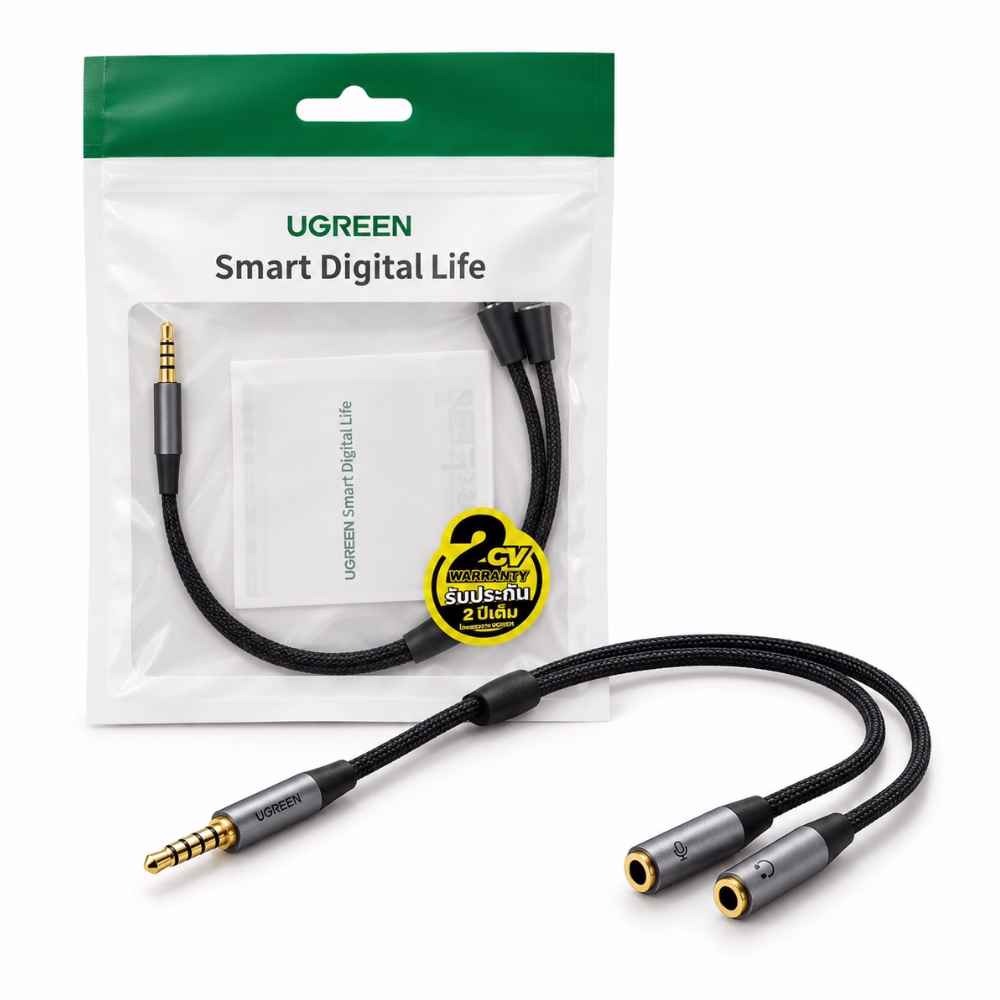 ugreen-50254-audio-mic-splitter-1 ตัวแปลง DisplayPort เป็น HDMI ตัวเมีย UGREEN รุ่น 40363 สีดำ รองรับ 4K 30Hz วางคู่กับกล่องบรรจุภัณฑ์ ร้านเควีซี คอมพิวเตอร์